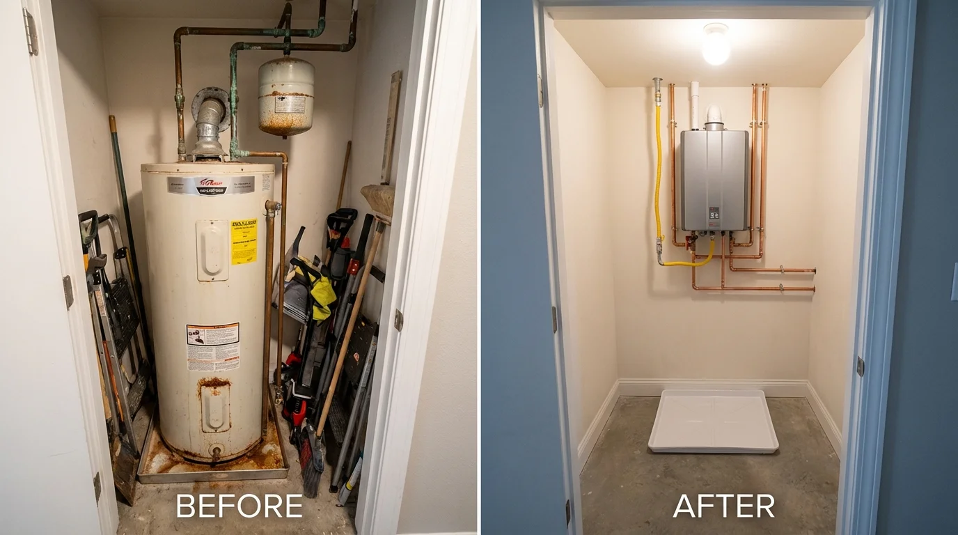 Tank water heater versus wall-mounted tankless unit comparison for Soledad, CA homeowners
