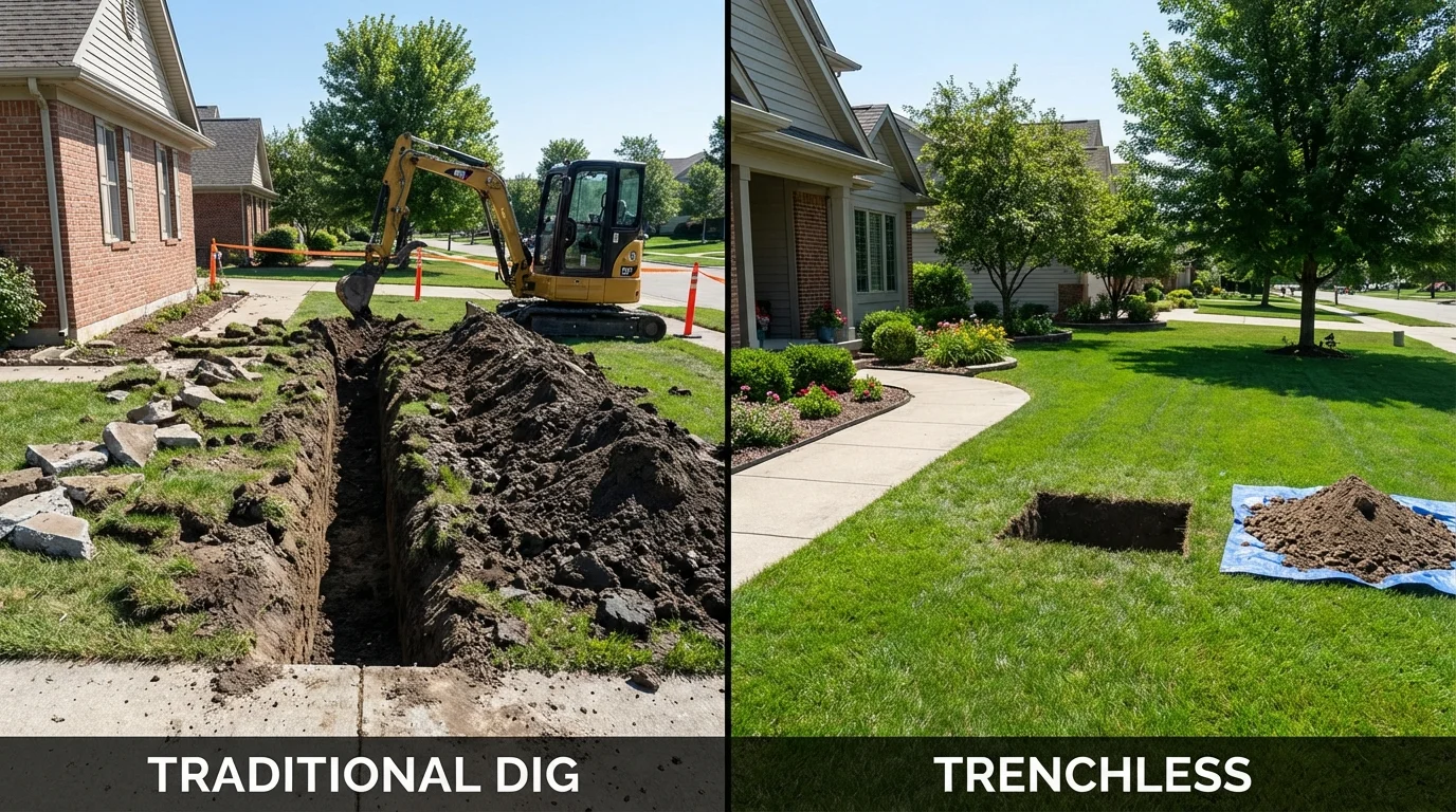 Trenchless sewer repair with minimal yard damage versus traditional excavation in Soledad, CA
